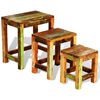 vidaXL Juego de mesas apilables vintage 3 piezas madera reciclada