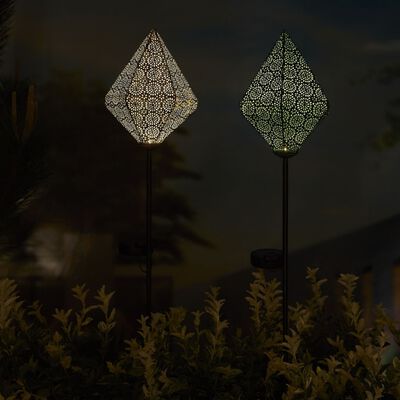 Luxform Lámpara solar LED de jardín Tyana varilla oriental rosa