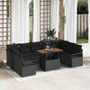 vidaXL Conjunto de sof&aacute; de jard&iacute;n 10 pcs Negro Polirat&aacute;n