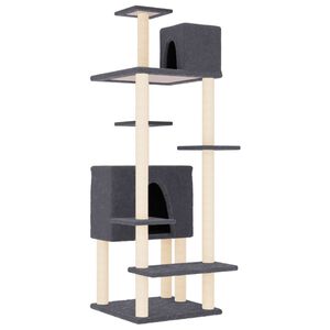vidaXL Rascador para gatos con postes de sisal gris oscuro 154 cm