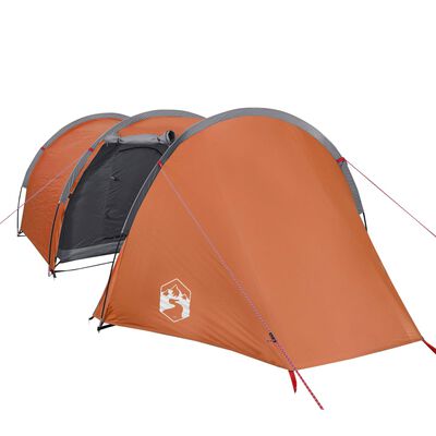 vidaXL Tienda de camping con túnel 4 personas impermeable gris naranja