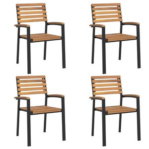 vidaXL Sillas de jard&iacute;n apilables 4 uds madera maciza acacia y metal