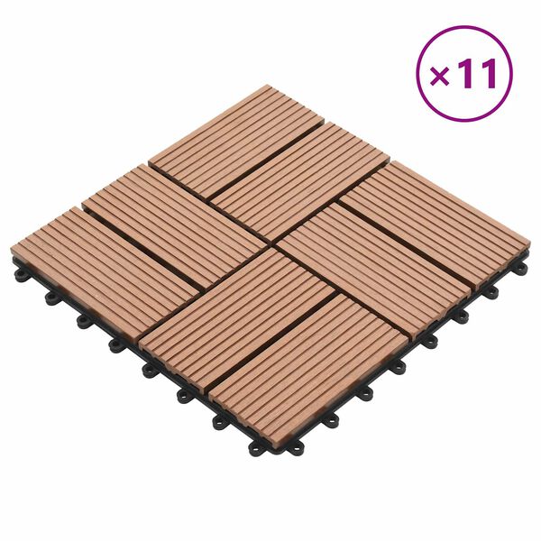 vidaXL Tile de Decking 11 pcs Marr&oacute;n 30 x 30 cm WPC