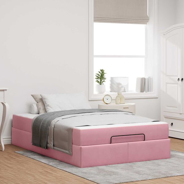 vidaXL Estructura de cama con colch&oacute;n 2 pcs Rosa Terciopelo
