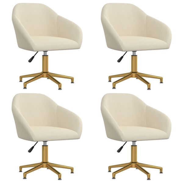vidaXL Sillas de comedor giratorias 4 unidades terciopelo crema