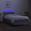 vidaXL Cama box spring colch&oacute;n y luces LED tela gris claro 90x200 cm