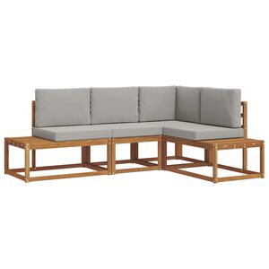 vidaXL Conjunto de sof&aacute;s de exterior 4 Pieza Gris Natural y Claro