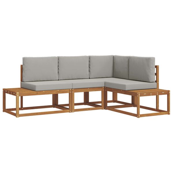 vidaXL Conjunto de sof&aacute;s de exterior 4 Pieza Gris Natural y Claro