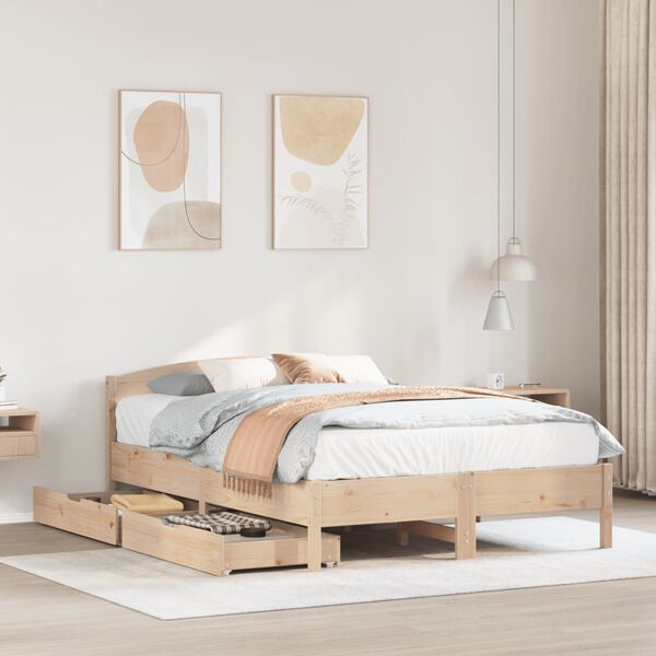 vidaXL Estructura de cama sin colch&oacute;n madera maciza de pino 160x200 cm