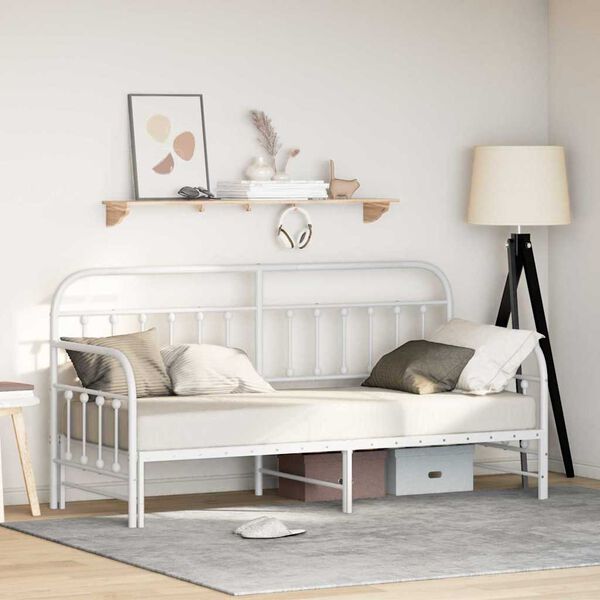 vidaXL Estructura de cama de día con cabecera Blanco 80 x 200 cm Acero