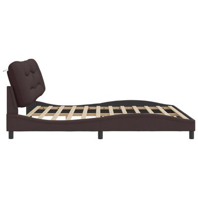vidaXL Estructura de cama con cabecero de tela marrón oscuro 200x200cm