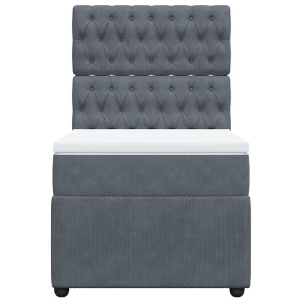 vidaXL Cama box spring con colchón terciopelo gris oscuro 90x190 cm