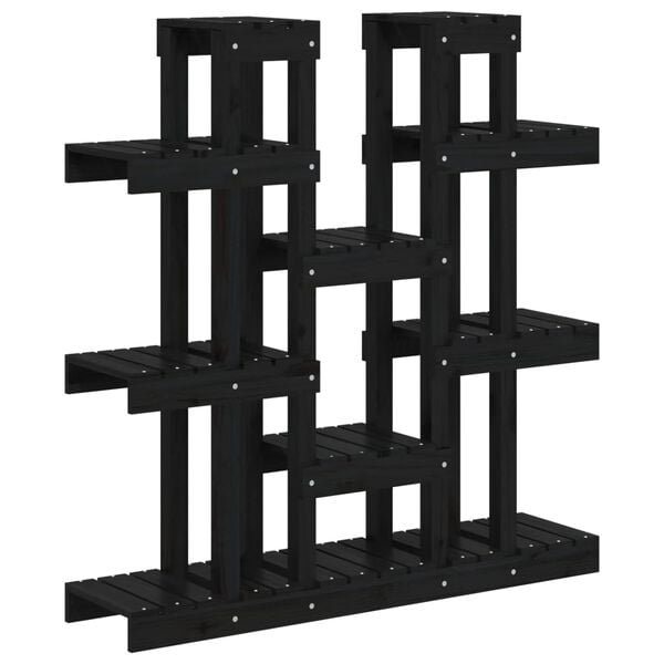 vidaXL Soporte para plantas madera maciza pino negro 104,5x25x109,5 cm