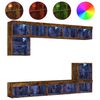 vidaXL Muebles TV pared con LED 8 pzas madera ingenier&iacute;a roble ahumado