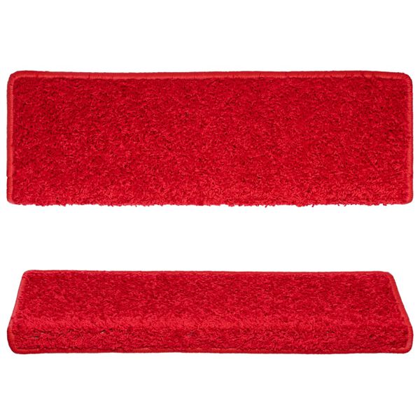 vidaXL Alfombrillas para escaleras 15 unidades 65x21x4 cm Borde rectangular rojo