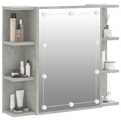 vidaXL Mueble con espejo y luces LED gris hormigón 70x16,5x60 cm