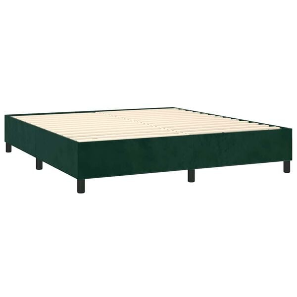 vidaXL Cama box spring con colch&oacute;n terciopelo verde oscuro 180x200 cm