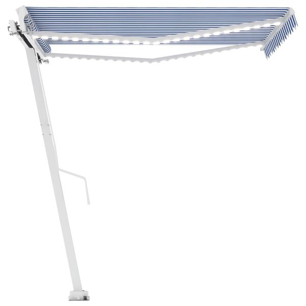 vidaXL Toldo retr&aacute;ctil manual con LED azul y blanco 350x250 cm