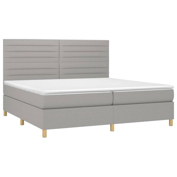 vidaXL Cama box spring con colch&oacute;n tela gris claro 200x200 cm