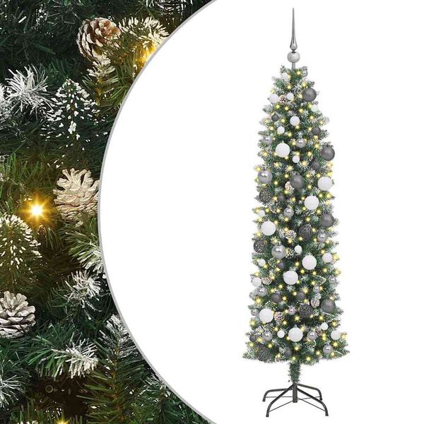 vidaXL &Aacute;rbol Navide&ntilde;o Artificial Delgado con 300 LED Verde y 180 cm