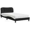 vidaXL Cama con colch&oacute;n Hvar cuero sint&eacute;tico negro y blanco 100x200 cm