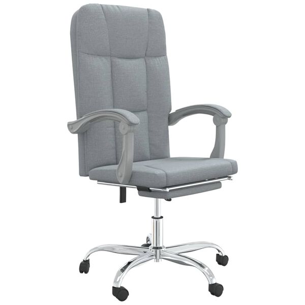 vidaXL Silla de oficina reclinable de tela gris claro