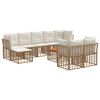 vidaXL Conjunto de sof&aacute;s de exterior 10 uds. Natural y Crema Poli&eacute;ster