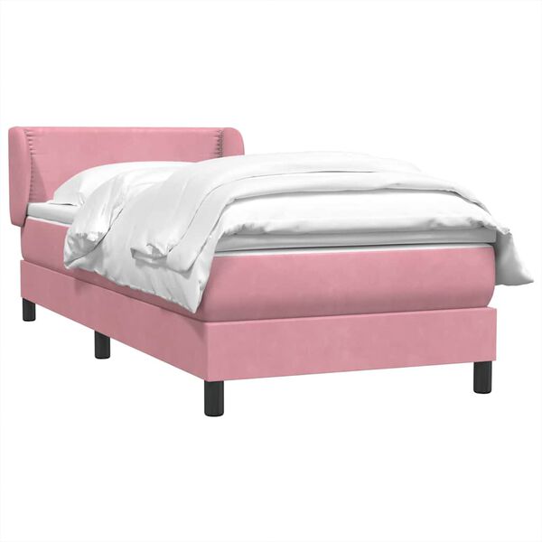 vidaXL Cama box spring con colch&oacute;n terciopelo rosa 100x220 cm