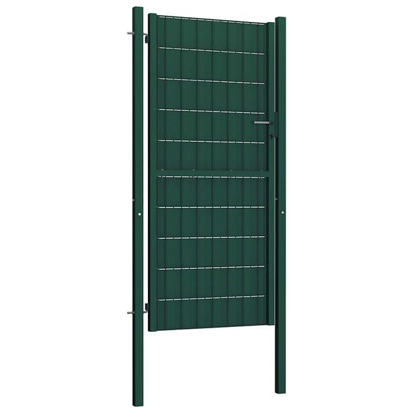 vidaXL Puerta de valla de PVC y acero 100 x 204 cm verde
