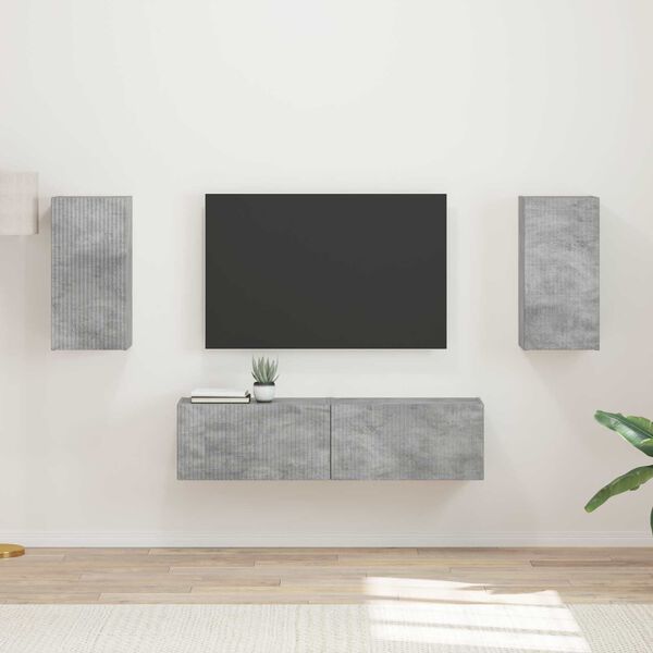 vidaXL Conjunto de mueble de TV 4 pcs Gris Concreto