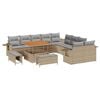 vidaXL Conjunto de sof&aacute;s de jard&iacute;n 13 uds. Beige rat&aacute;n sint&eacute;tico