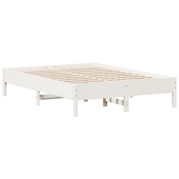 vidaXL Estructura de cama sin colch&oacute;n madera maciza blanca 120x190 cm