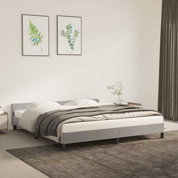 vidaXL Estructura de cama sin colch&oacute;n terciopelo gris claro 180x200 cm
