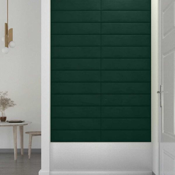 vidaXL Paneles de pared 12 uds terciopelo verde oscuro 60x15 cm 1,08m²