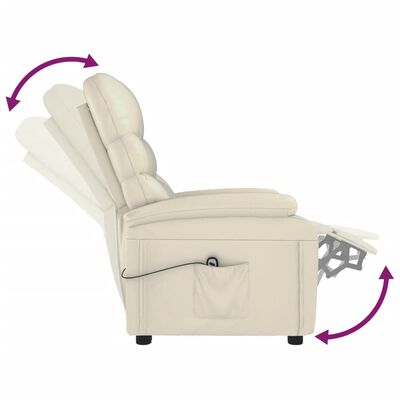 vidaXL Sillón eléctrico reclinable de cuero sintético crema