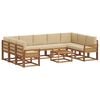 vidaXL Conjunto de sof&aacute;s de exterior con coj&iacute;n 10 pcs Natural y Beige