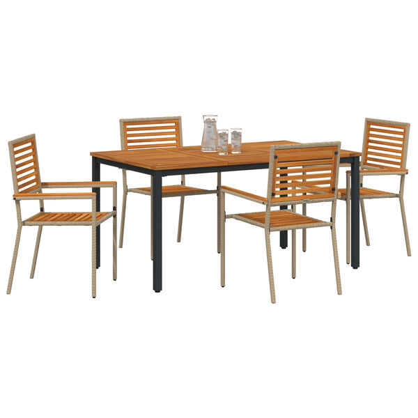 vidaXL Conjunto de Comedor de Jardín 4 pcs Beige ratán sintético