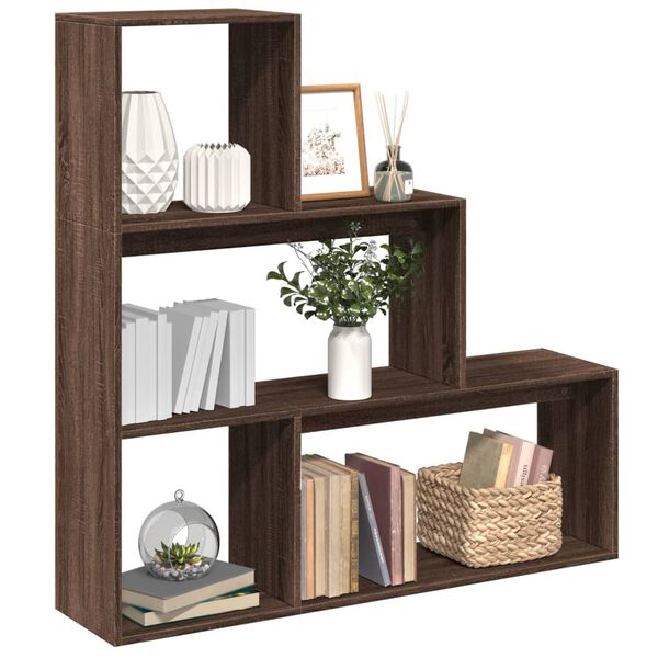vidaXL Librer&iacute;a divisora 3 niveles madera marr&oacute;n roble 123x29x123 cm