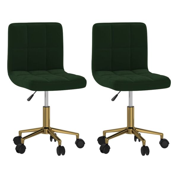 vidaXL Sillas de comedor giratorias 2 unidades terciopelo verde oscuro