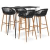 vidaXL Mesa alta y taburetes de bar 5 piezas negro