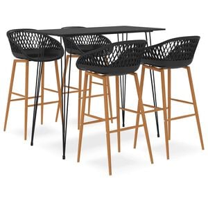 vidaXL Mesa alta y taburetes de bar 5 piezas negro