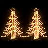 vidaXL Figura &aacute;rbol Navidad plegable 2 pzas blanco c&aacute;lido 87x87x93 cm