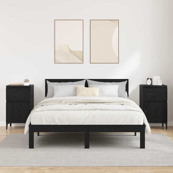 vidaXL Armario de Noche con caj&oacute;n 2 pcs Roble Negro 40 x 35 x 70 cm