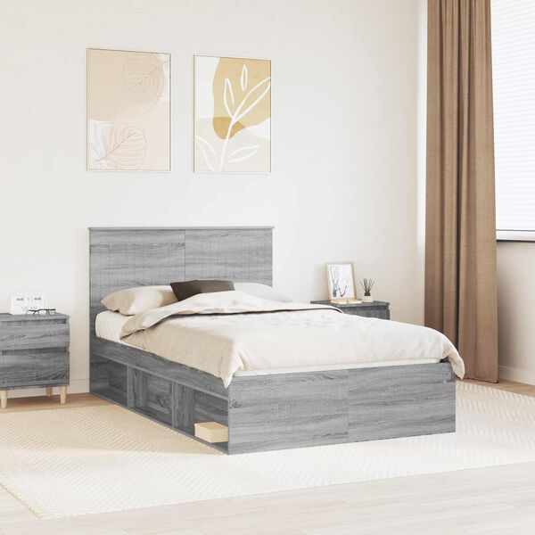 vidaXL Estructura de cama con cabecera Gris Sonoma 120 x 200 cm