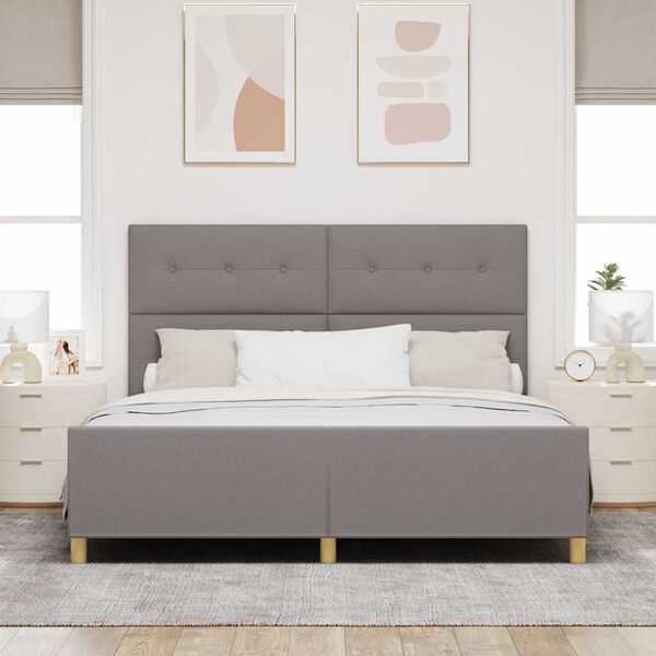 vidaXL Estructura de cama con cabecera Taup&eacute; 180 x 200 cm tela