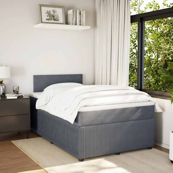 vidaXL Cama box spring con colch&oacute;n terciopelo gris oscuro 120x190 cm