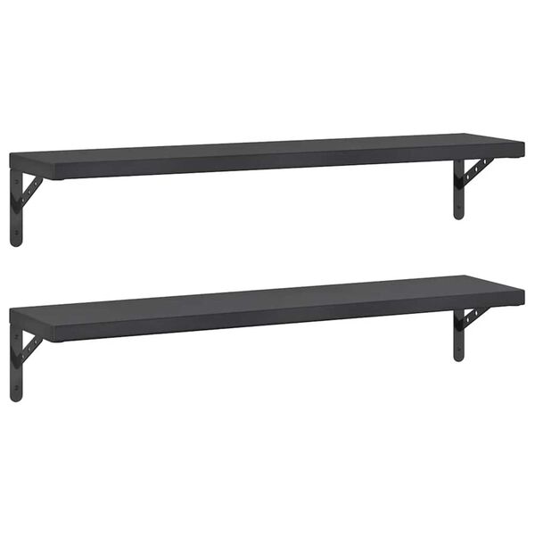 vidaXL Estantes de pared 2 uds acero inoxidable negro 100x23,5 cm