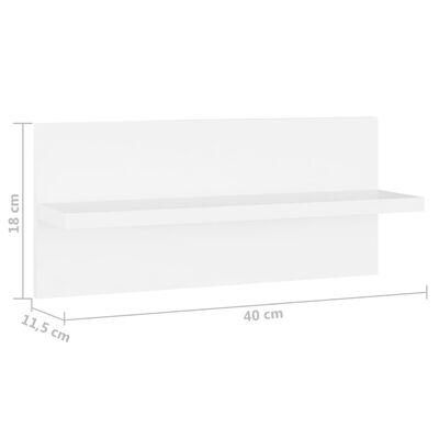 vidaXL Estantes de pared 4 unidades aglomerado blanco 40x11,5x18 cm