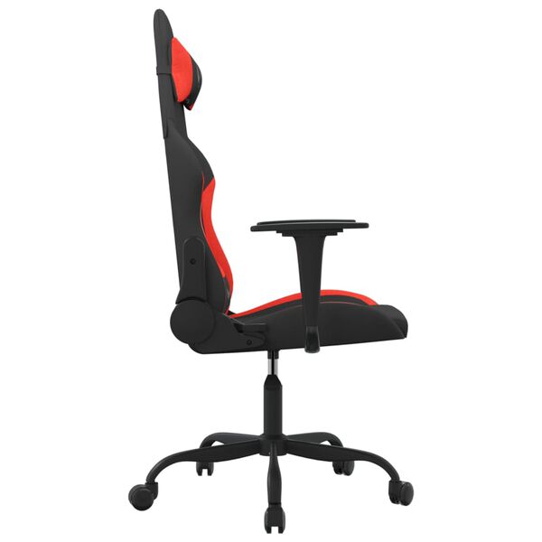 vidaXL Silla gaming tela negro y rojo