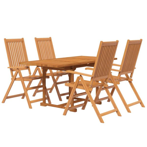 vidaXL Juego de comedor de jard&iacute;n 5 piezas madera maciza de acacia 120-170 cm